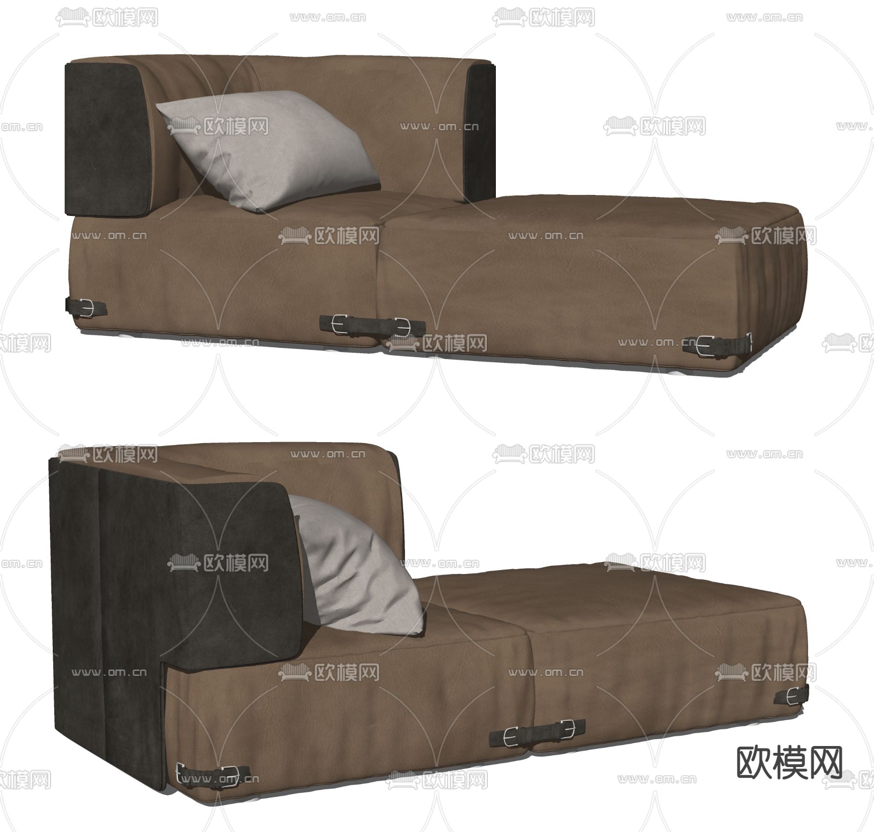 FENDI CASA现代皮革贵妃椅su模型下载（渲染图2）