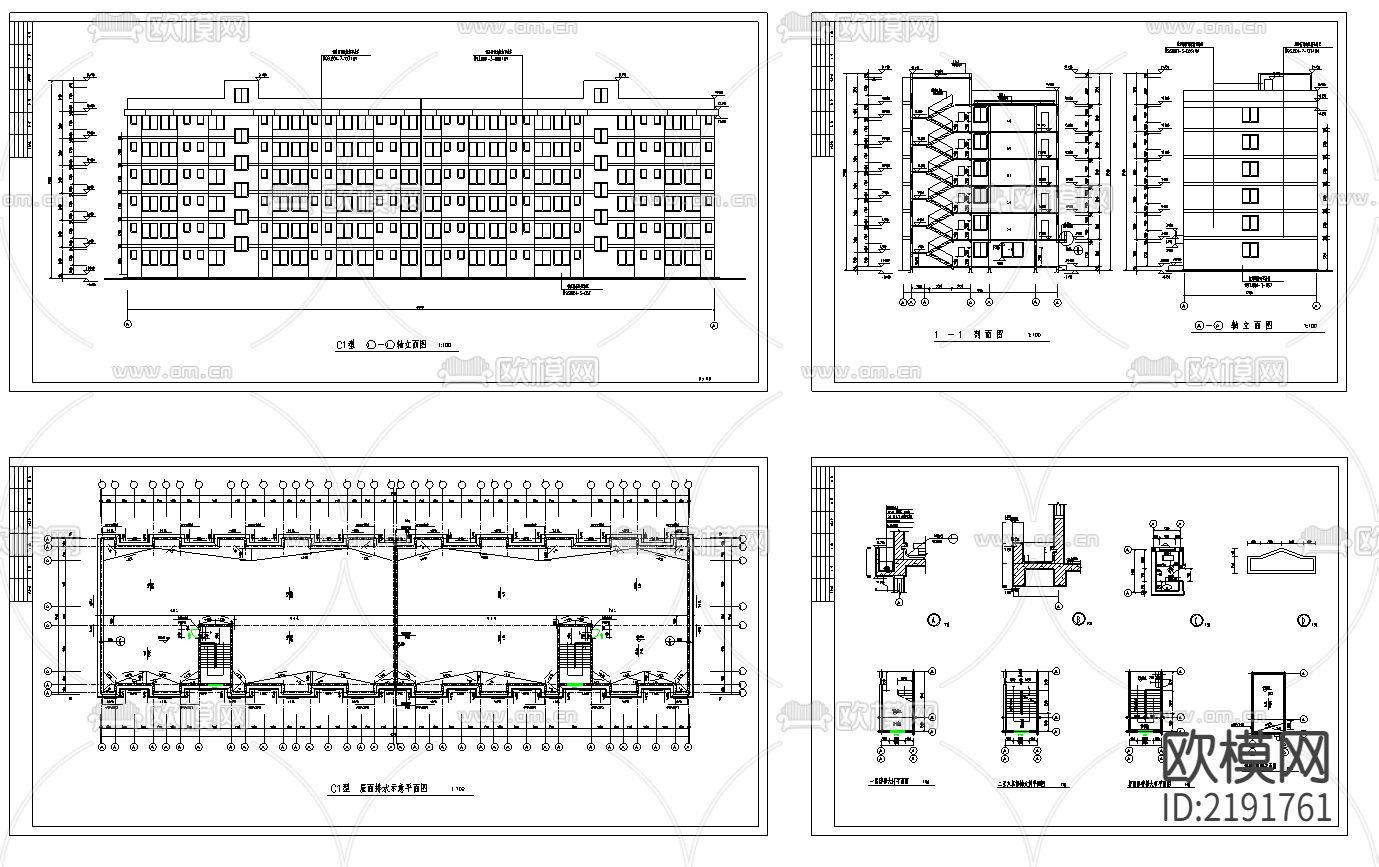 现代学生公寓cad施工图下载（渲染图1）