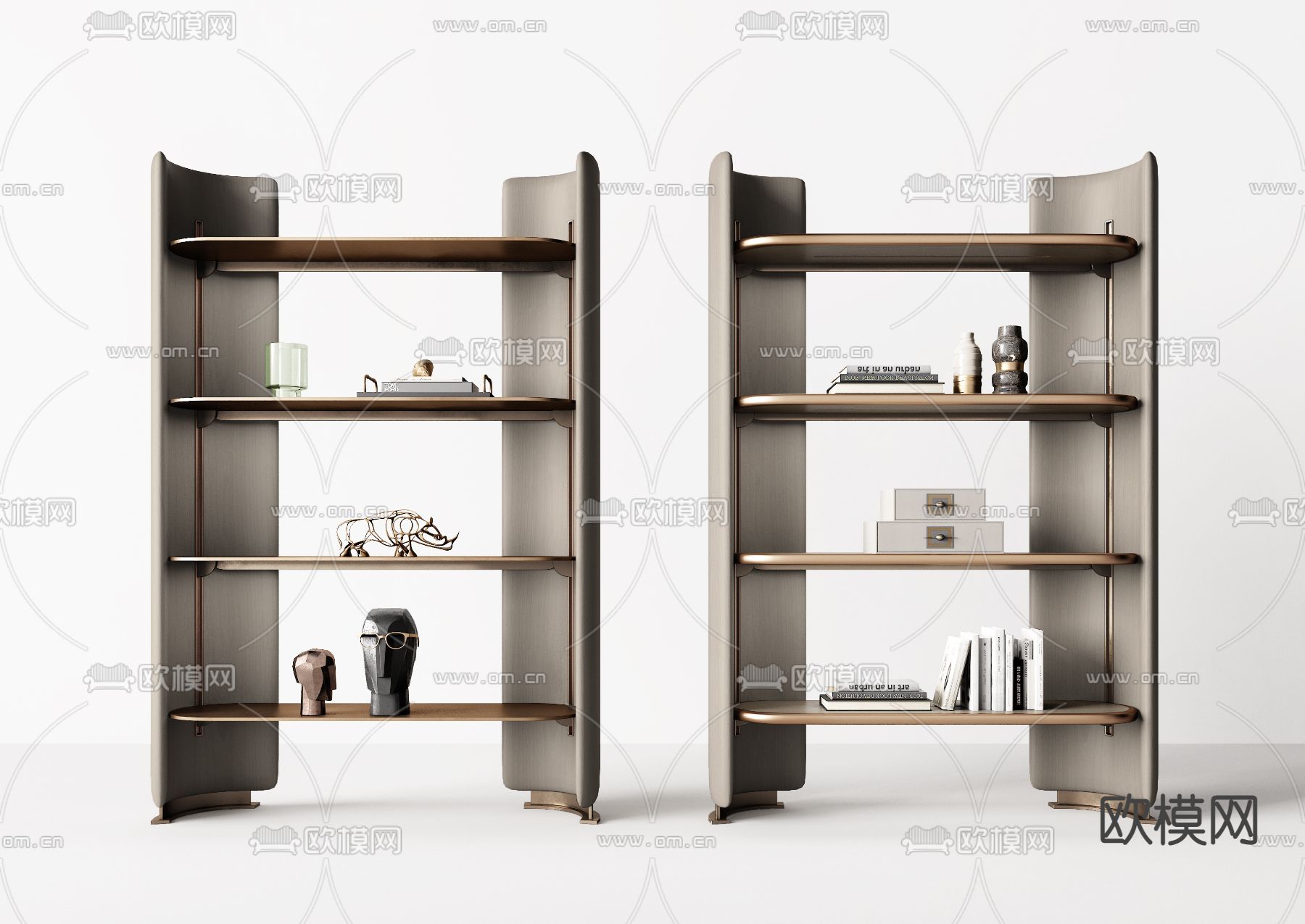 Minotti 现代书架装饰架su模型下载（渲染图1）