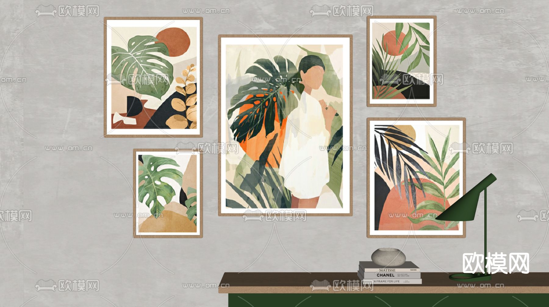 北欧抽象装饰画su模型下载（渲染图2）