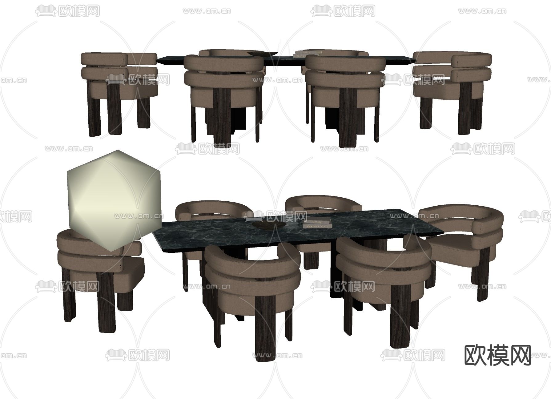 北欧餐桌椅su模型下载（渲染图2）