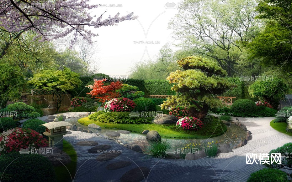 日式庭院景观psd下载_ID12024919_3dmax免费模型-欧模网