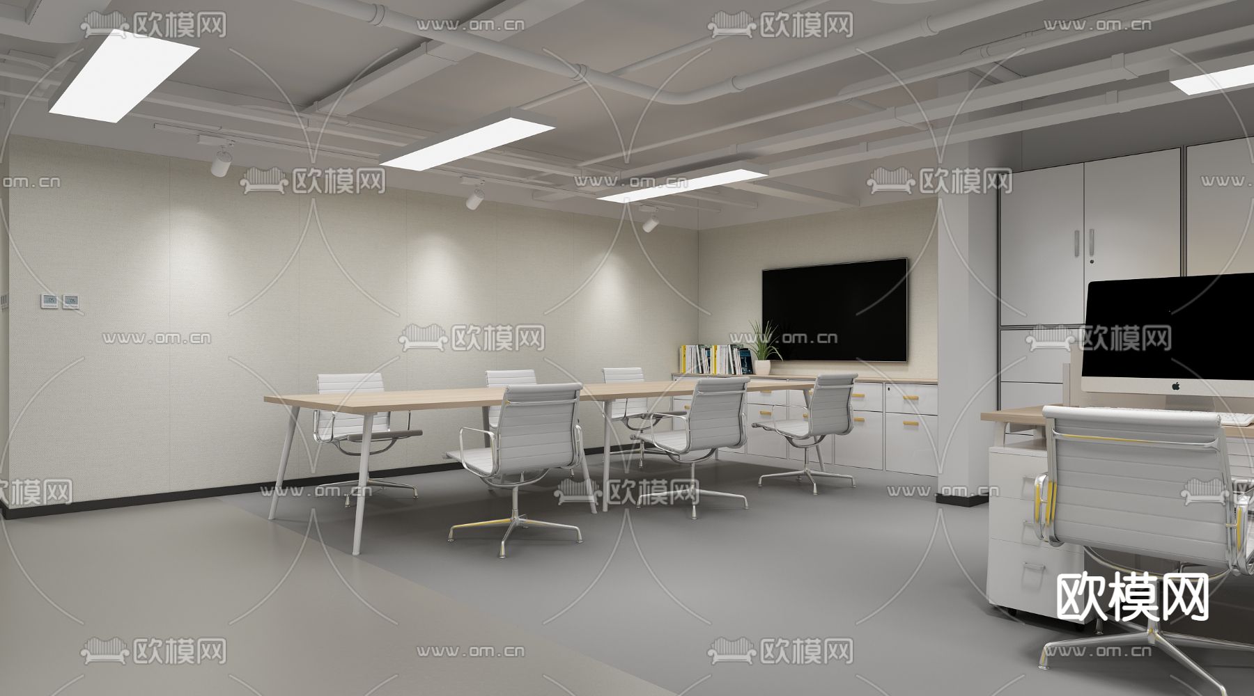 现代党群服务站3d模型下载（渲染图7）