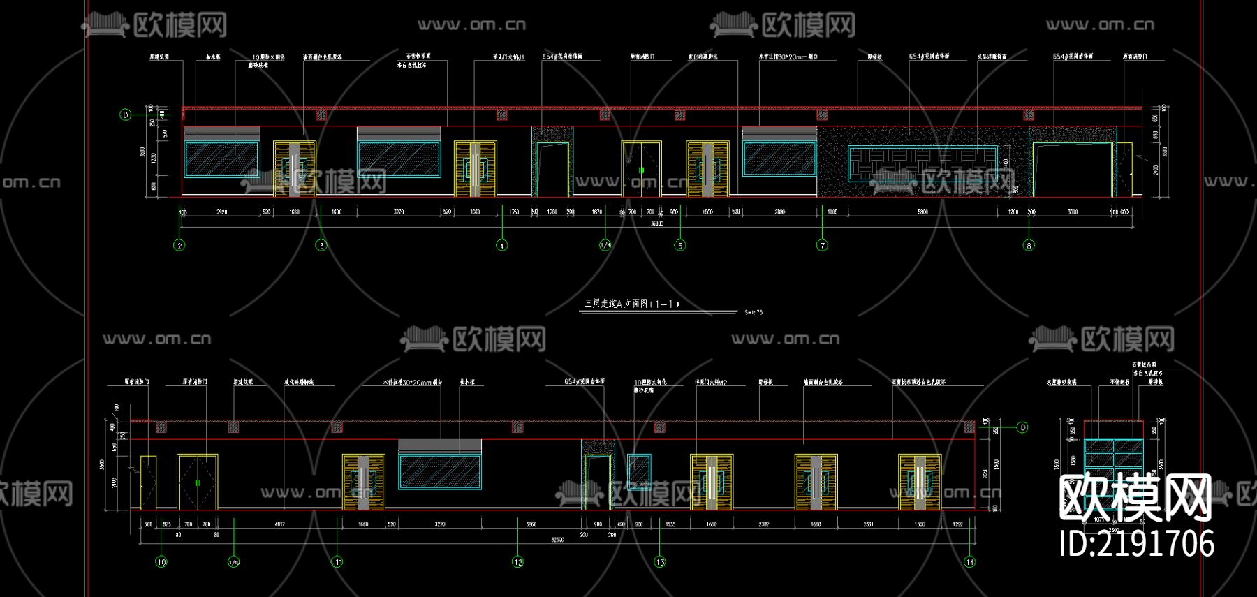 走道cad施工图下载（渲染图3）