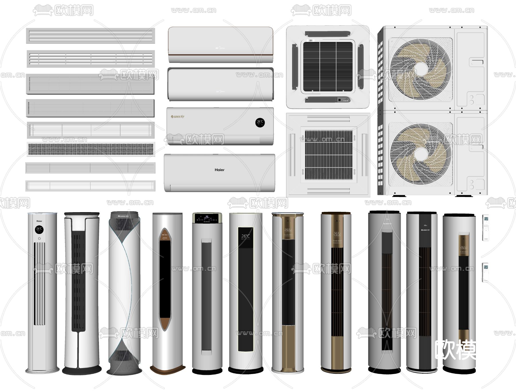 现代立式空调su模型下载