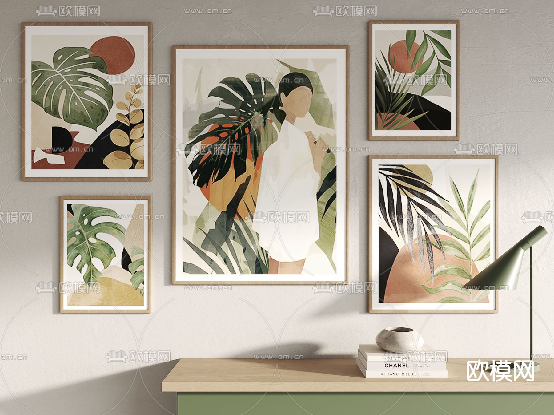 北欧抽象装饰画su模型下载（渲染图1）