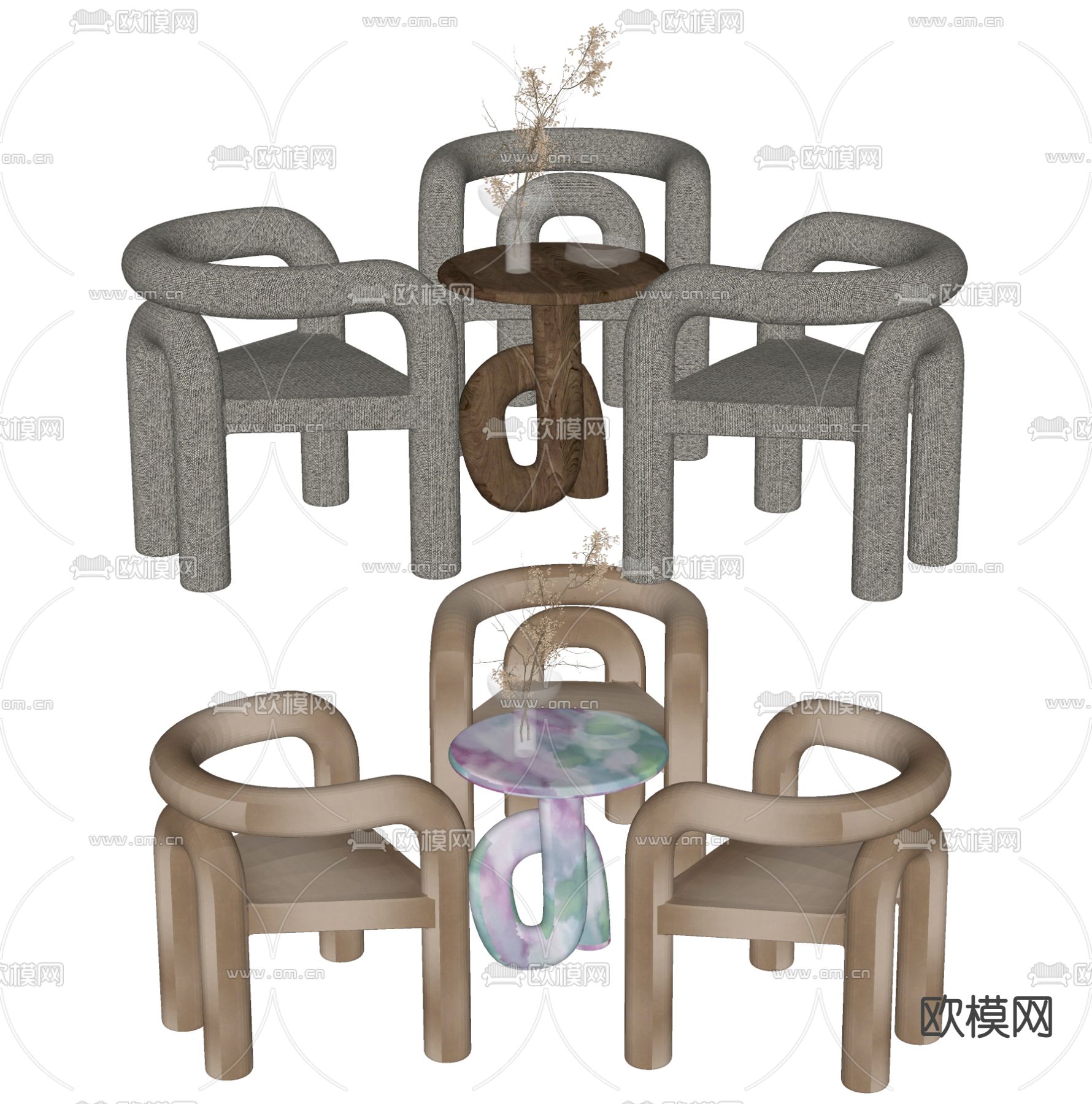 现代休闲桌椅su模型下载（渲染图2）