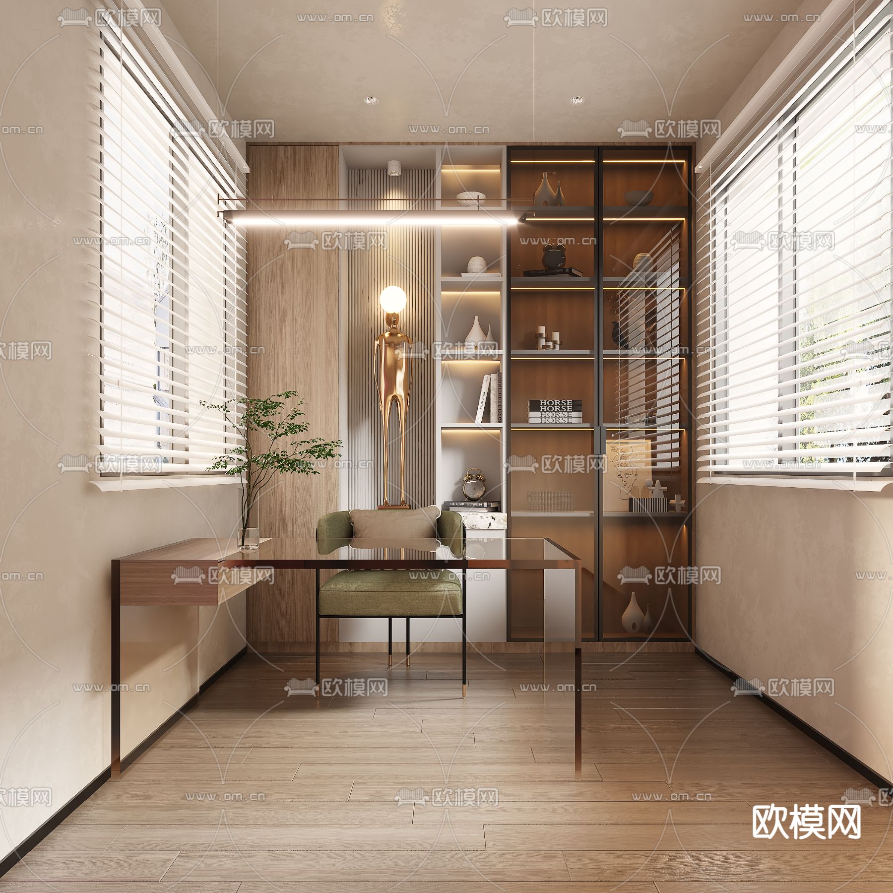 现代书房3d模型下载_ID12024008_3dmax免费模型-欧模网