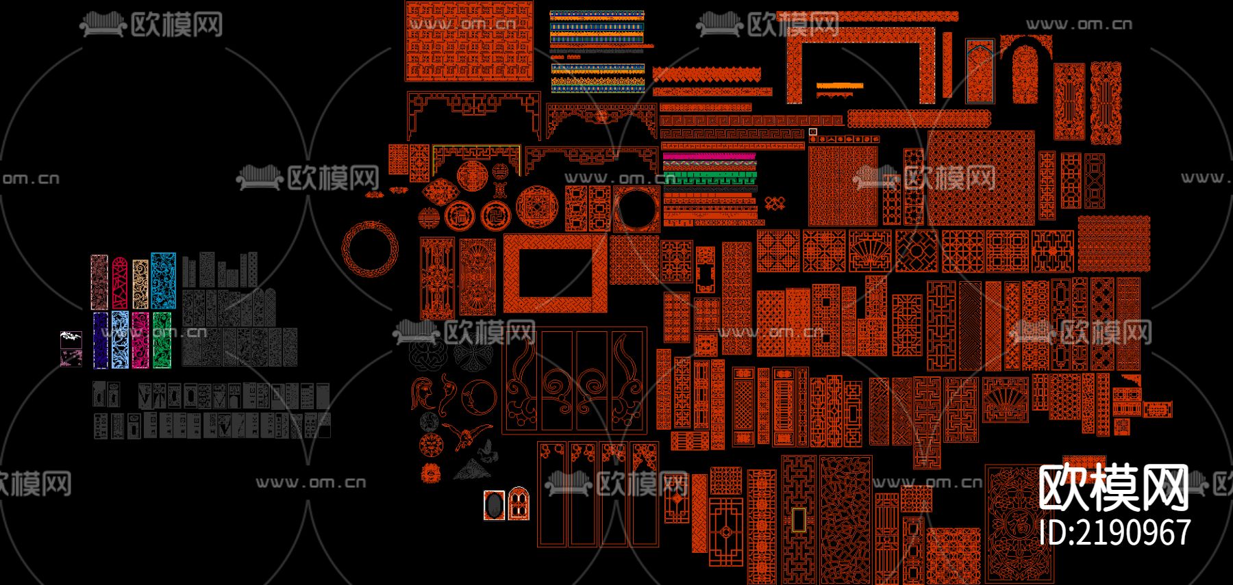 雕刻雕花cad图库下载（渲染图2）