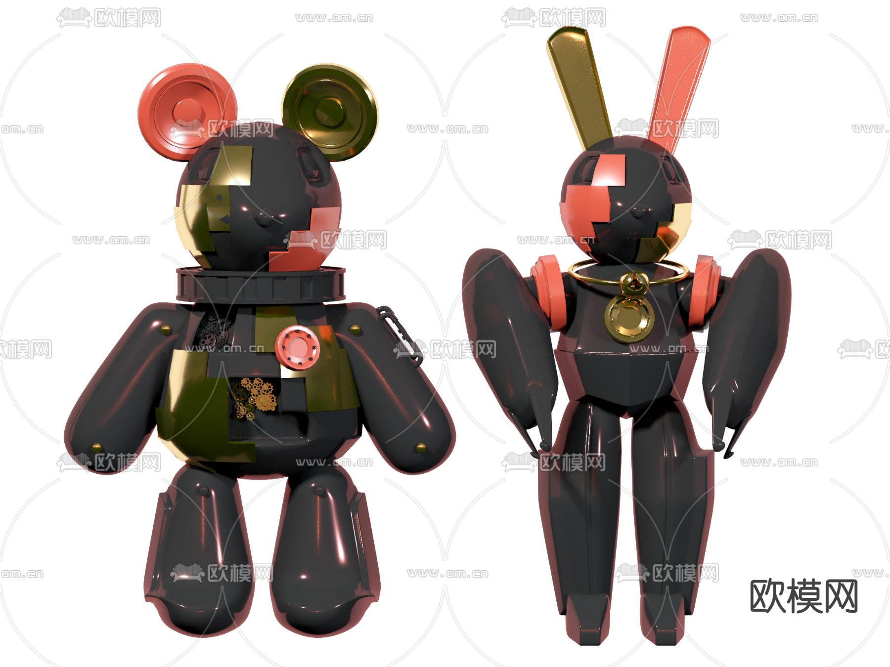 现代暴力熊暴力兔黑暗潮玩3d模型