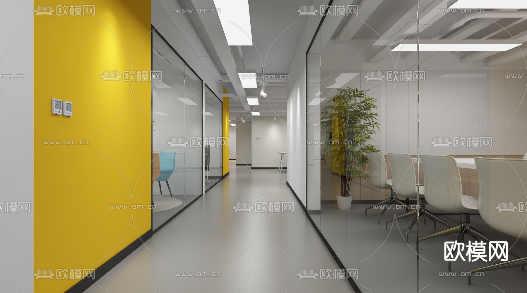 现代党群服务站3d模型下载（渲染图4）