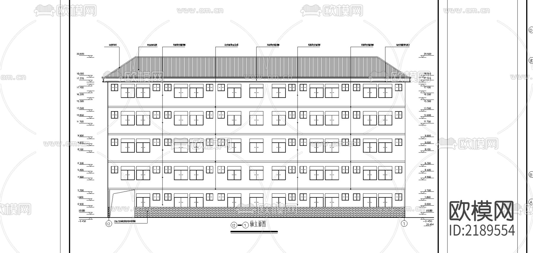 某中学学生公寓cad施工图下载（渲染图5）