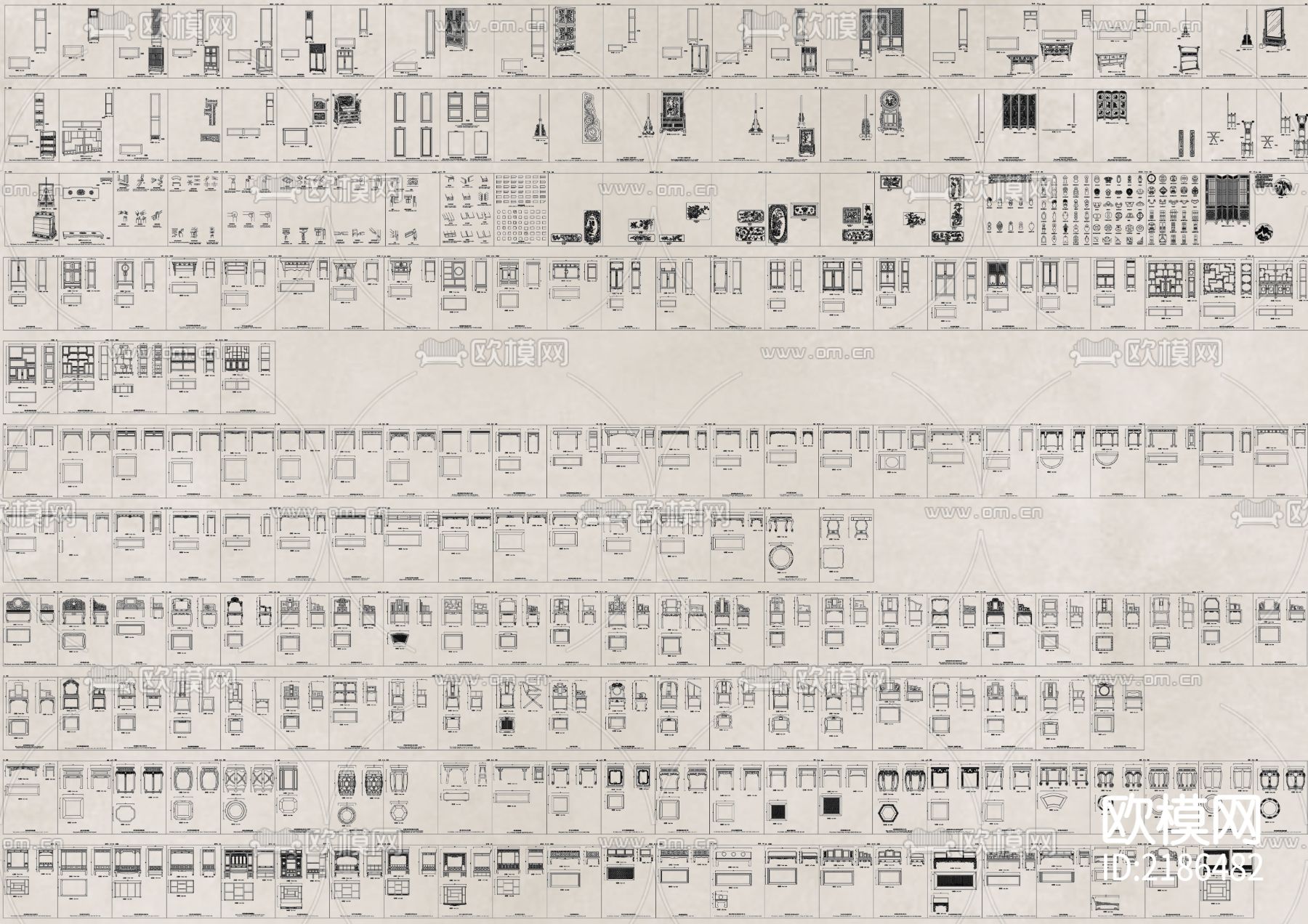 国风精选中式家具CAD图库下载（渲染图4）