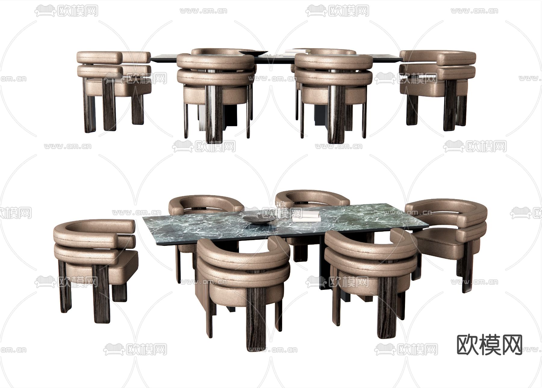 北欧餐桌椅su模型下载（渲染图1）