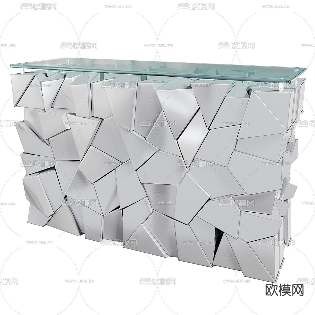 Baker 冰裂几何边柜3d模型下载