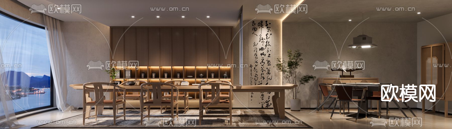 新中式茶室包厢3d模型