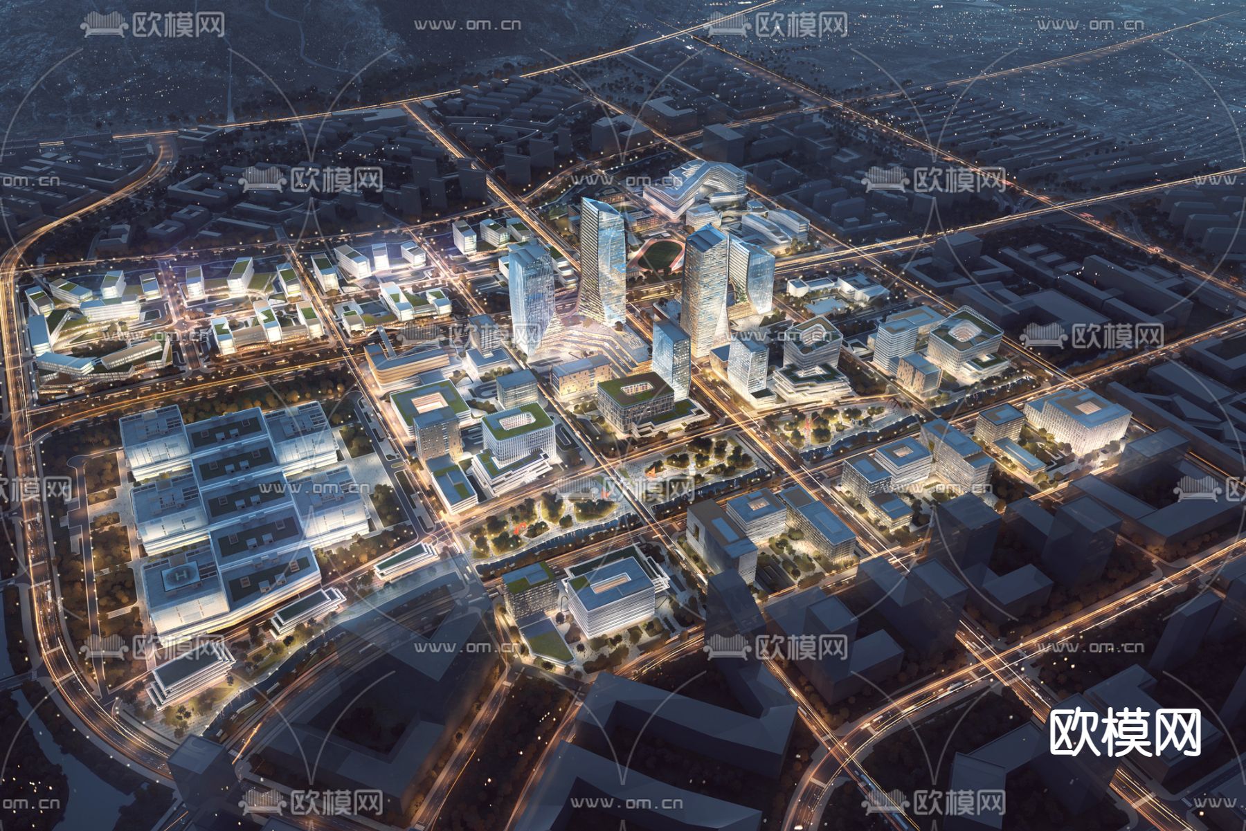 现代城市规划夜景psd下载