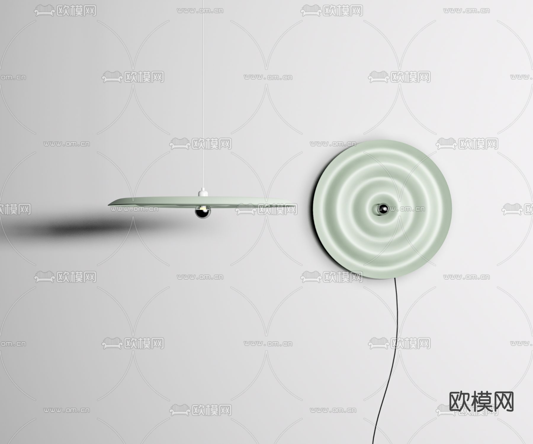 工业风水波纹壁灯su模型下载（渲染图1）