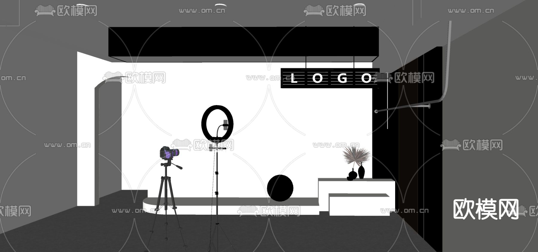 现代直播间su模型下载（渲染图2）