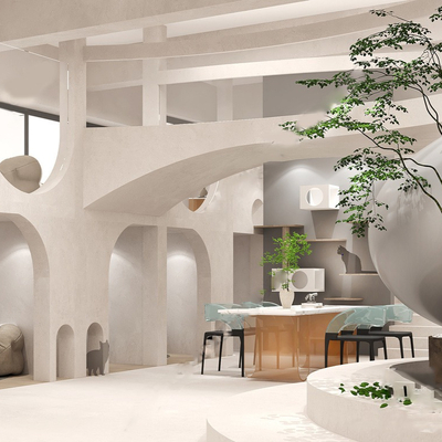  侘寂西餐厅su模型 