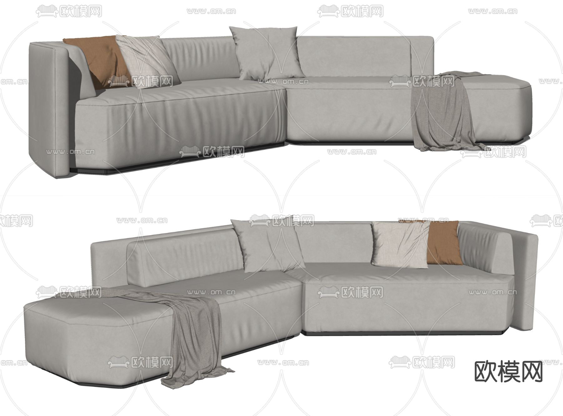 现代布艺多人沙发su模型下载（渲染图2）