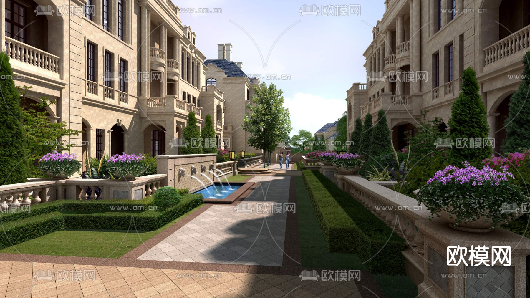 法式庭院景观psd下载