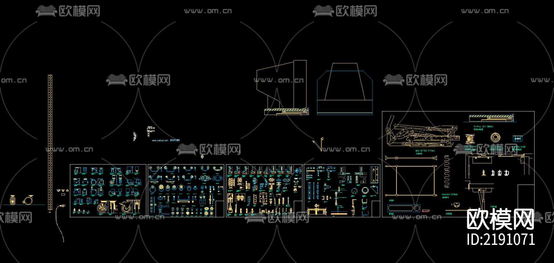 室内五金cad图库下载（渲染图3）