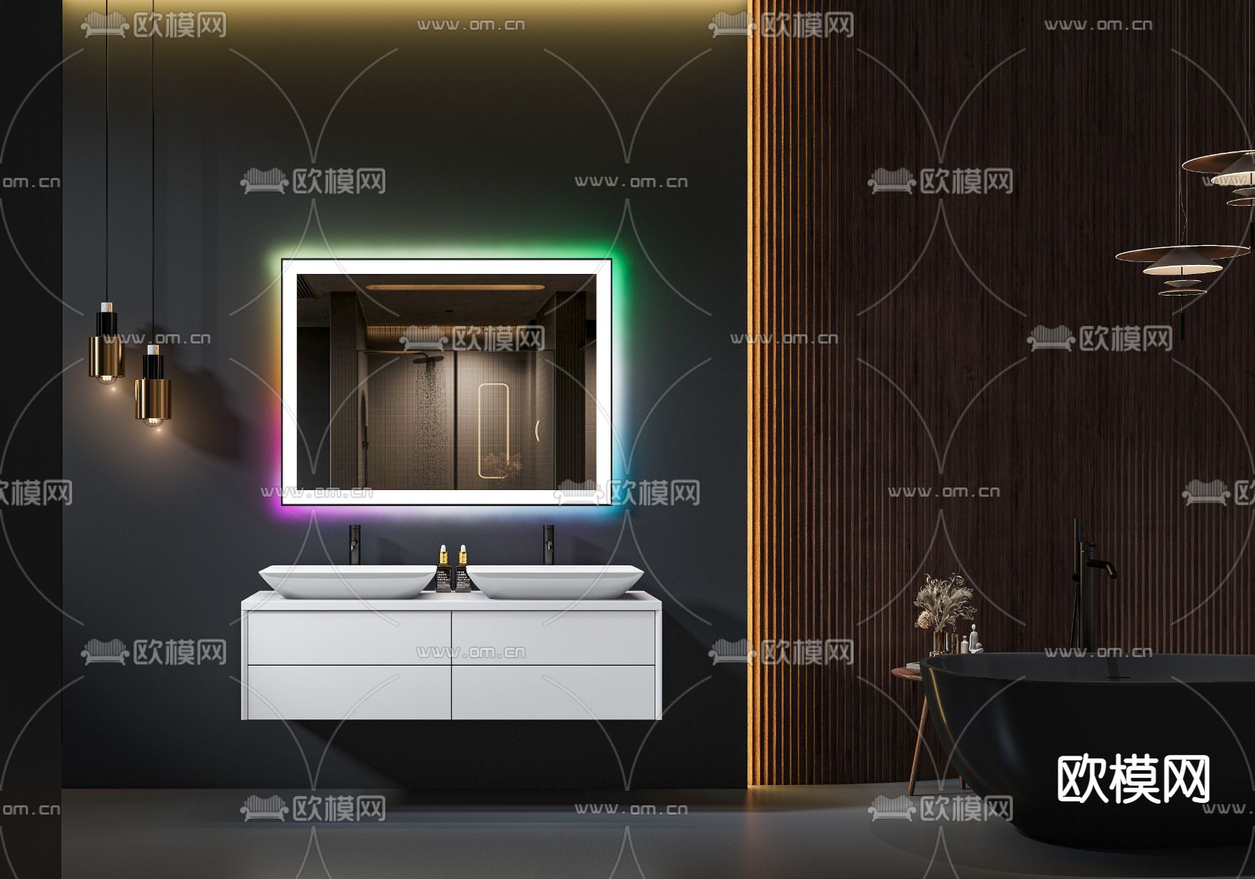 现代烤漆浴室台盆3d模型下载