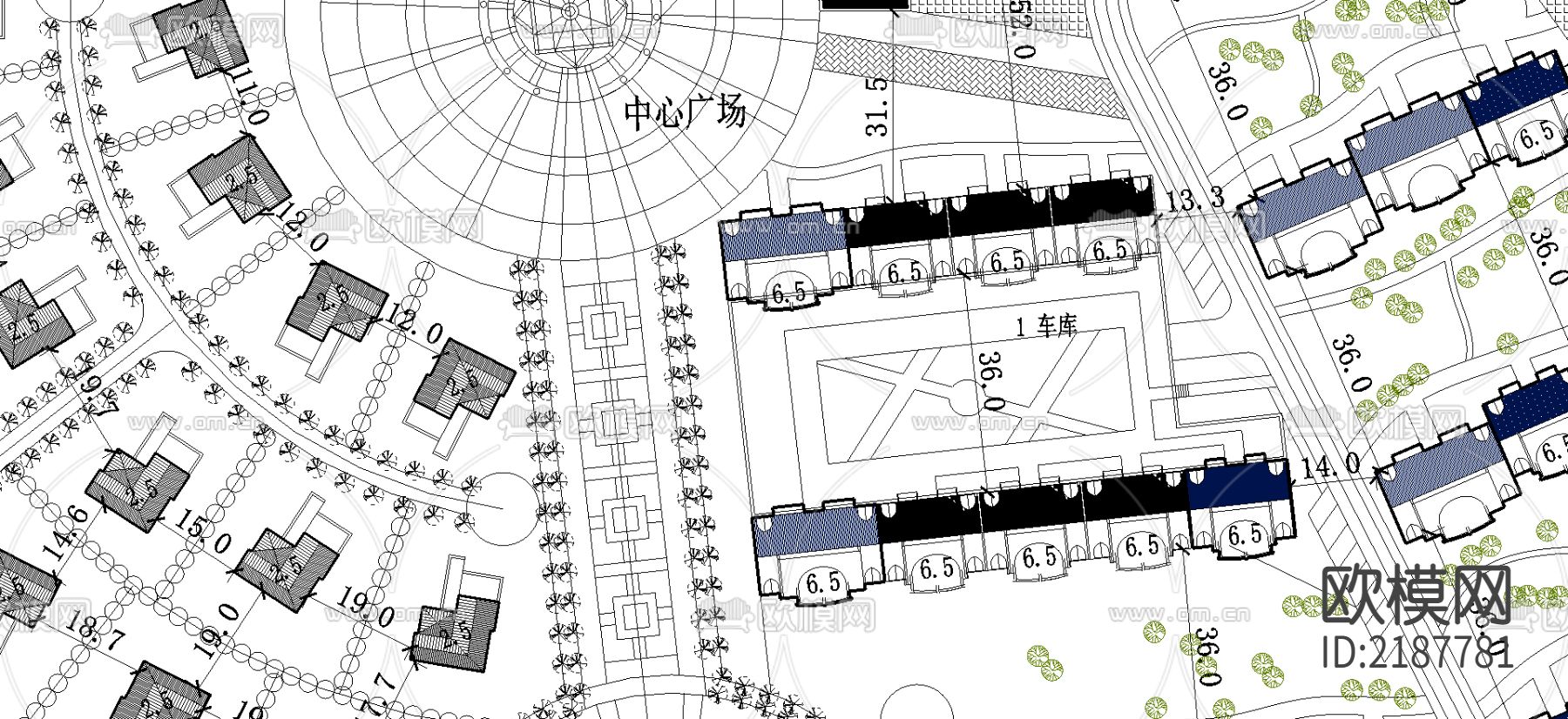 大型居住小区规划cad施工图下载（渲染图2）