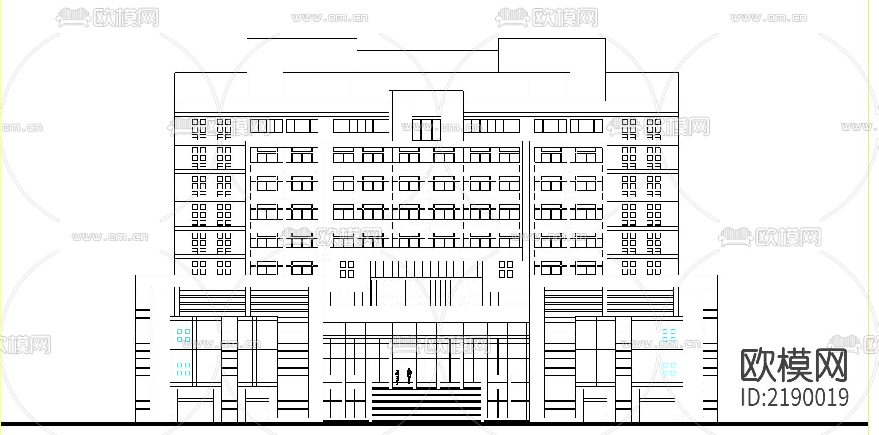 高校综合楼cad施工图下载（渲染图3）