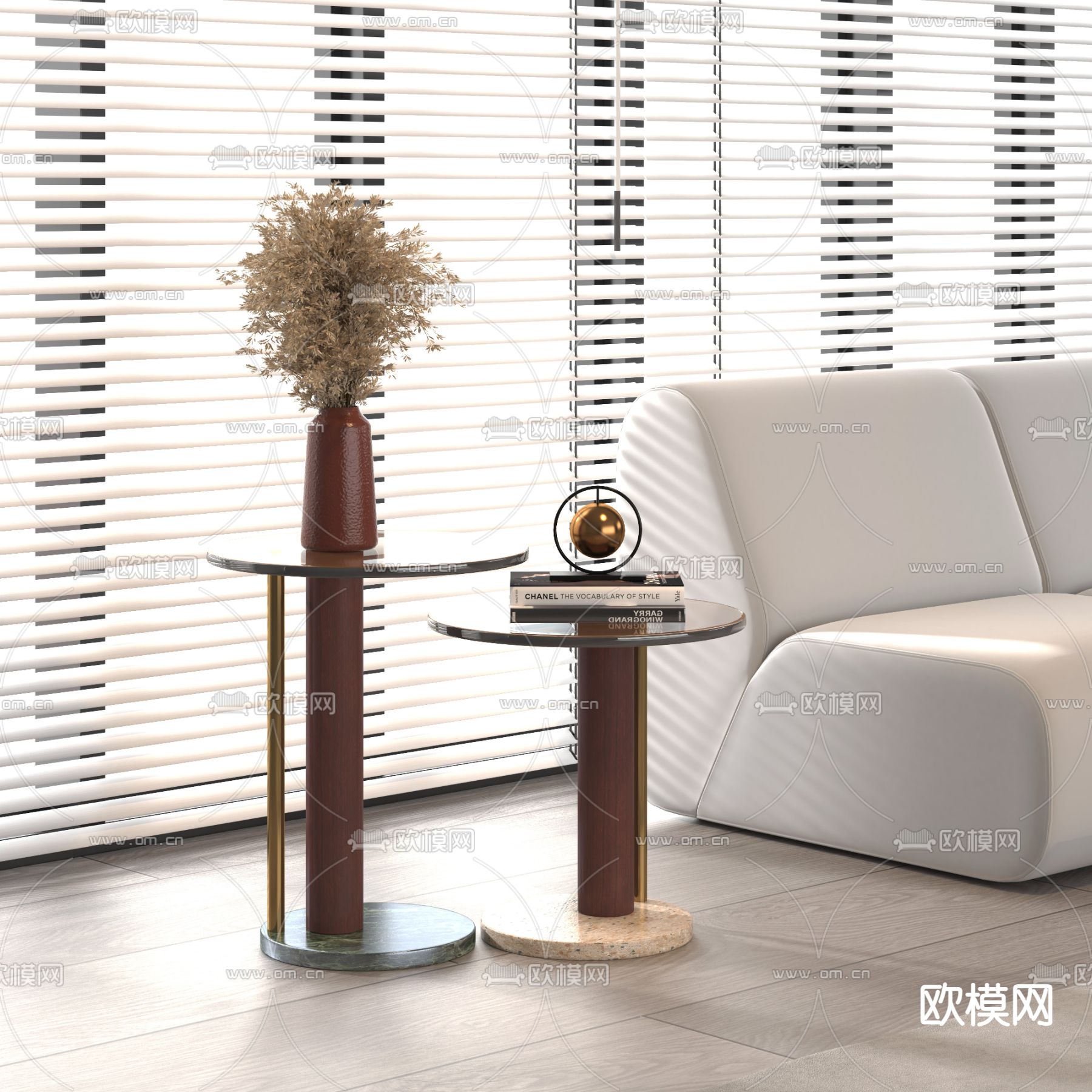 现代轻奢边几圆几3d模型