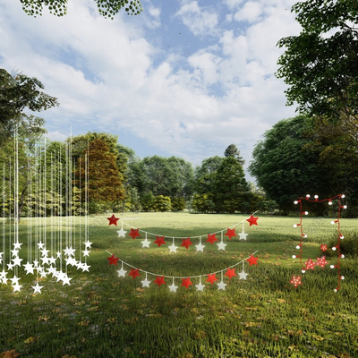  现代星星装饰灯su模型 