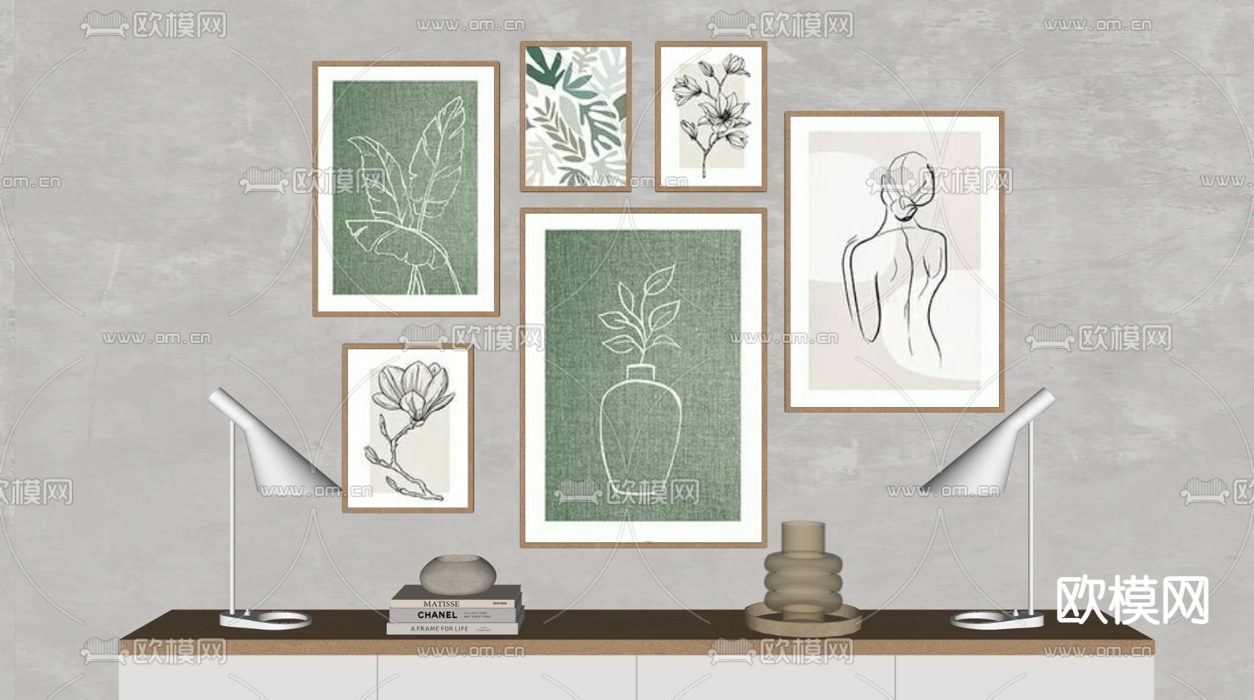 现代抽象装饰画su模型