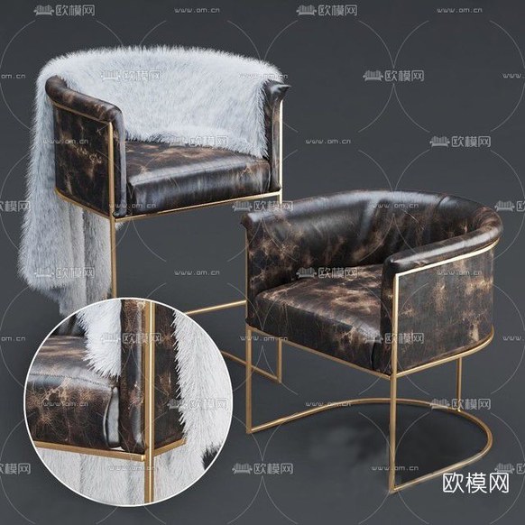 现代皮革休闲椅3d模型下载