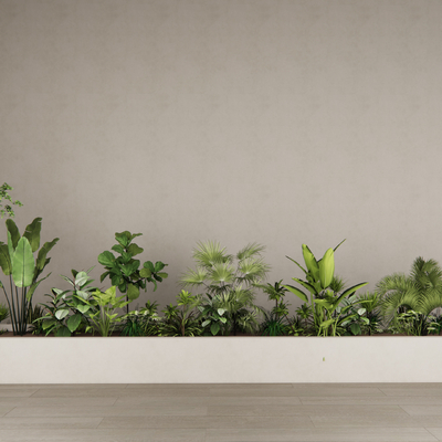  现代植物绿植堆su模型 