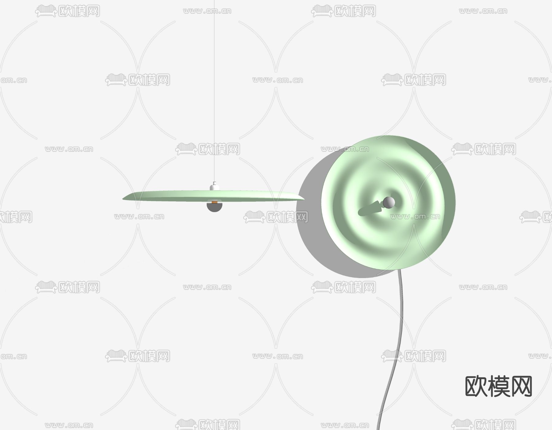 工业风水波纹壁灯su模型下载（渲染图2）