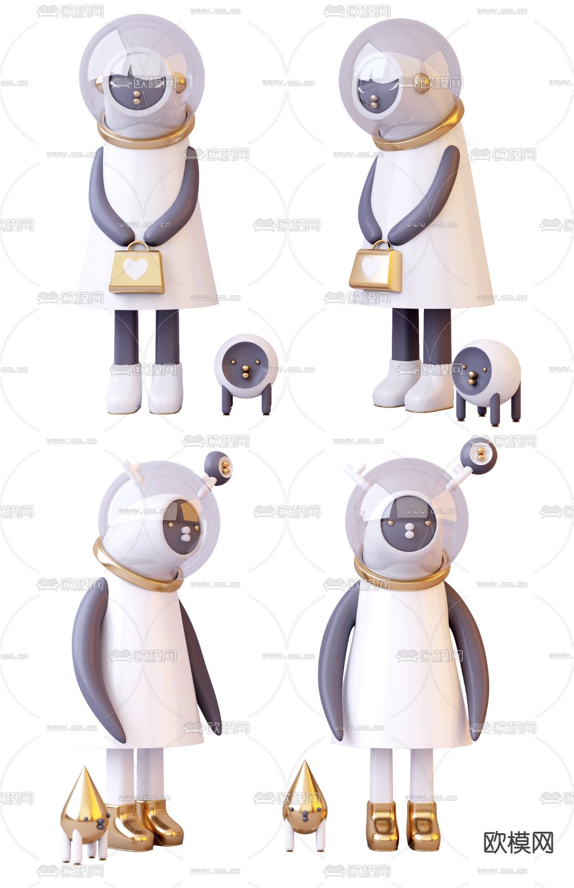 现代轻奢雕塑摆件su模型下载（渲染图1）