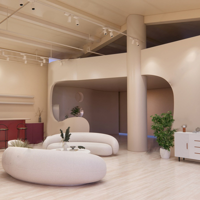  侘寂美容院休息区su模型 