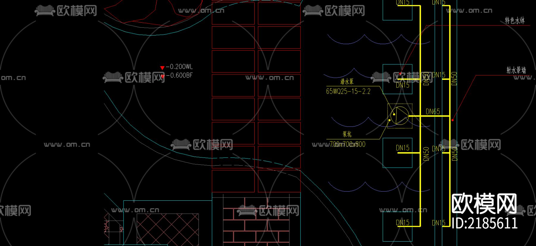 水景给水大样CAD施工图下载（渲染图1）