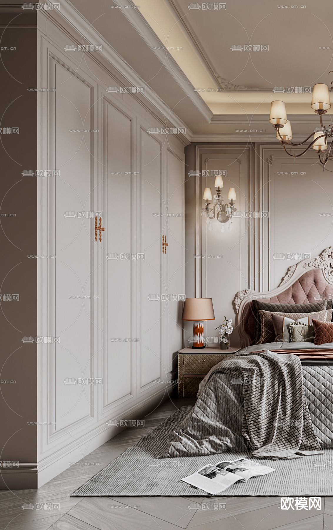 欧式卧室女孩房3d模型下载（渲染图2）