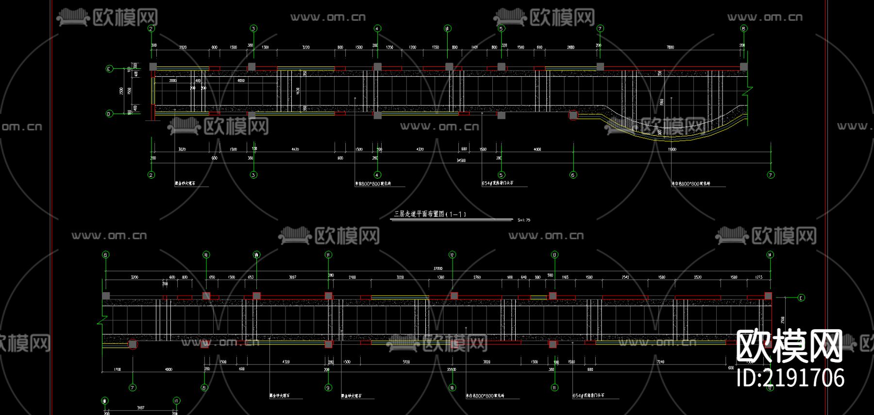 走道cad施工图下载（渲染图2）