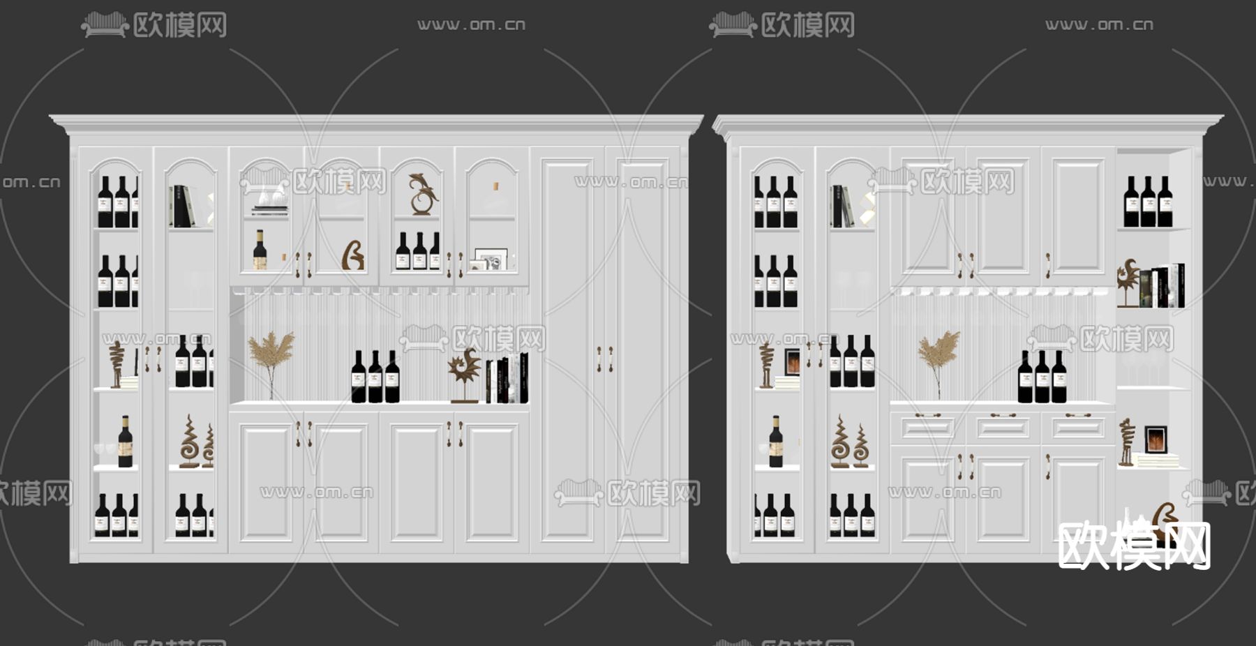 美式酒柜su模型下载（渲染图2）