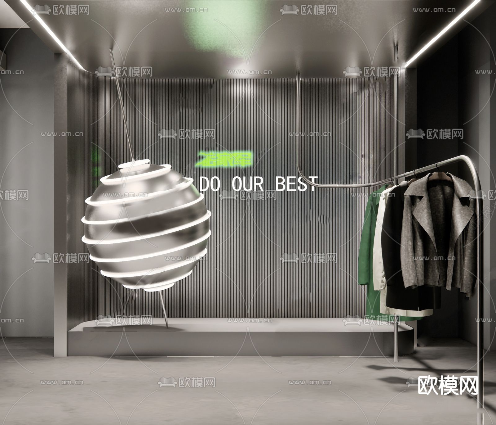 现代直播间su模型下载（渲染图1）