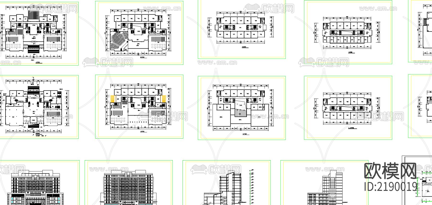 高校综合楼cad施工图下载（渲染图1）