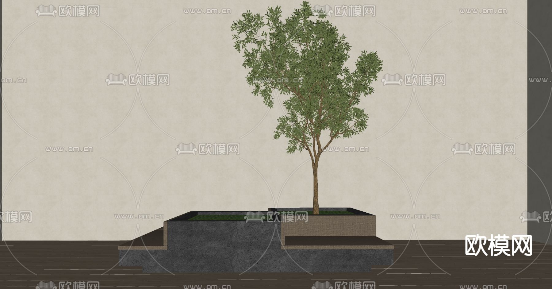 现代树池座凳su模型下载（渲染图2）