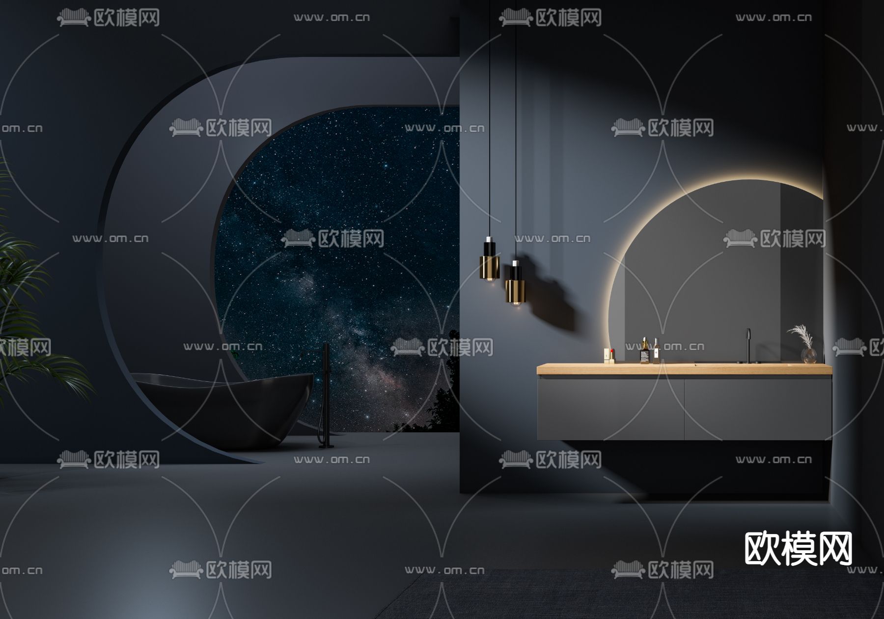 现代高级灰浴室台盆柜3d模型下载