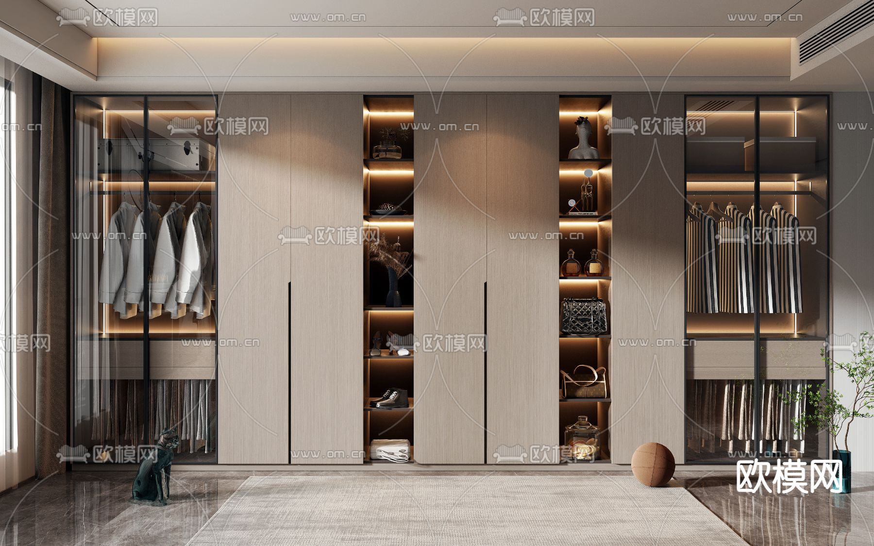 现代轻奢衣柜3d模型下载