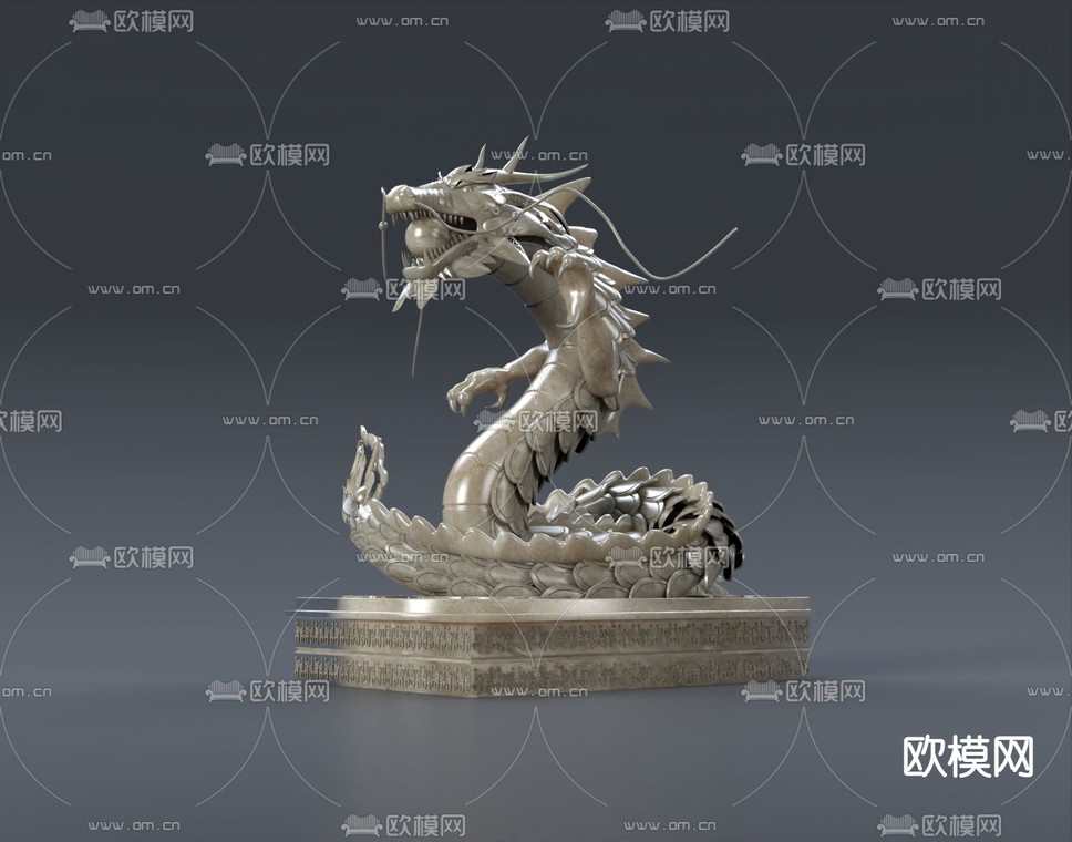 中式盘龙雕塑3d模型下载_ID12024127_3dmax免费模型-欧模网