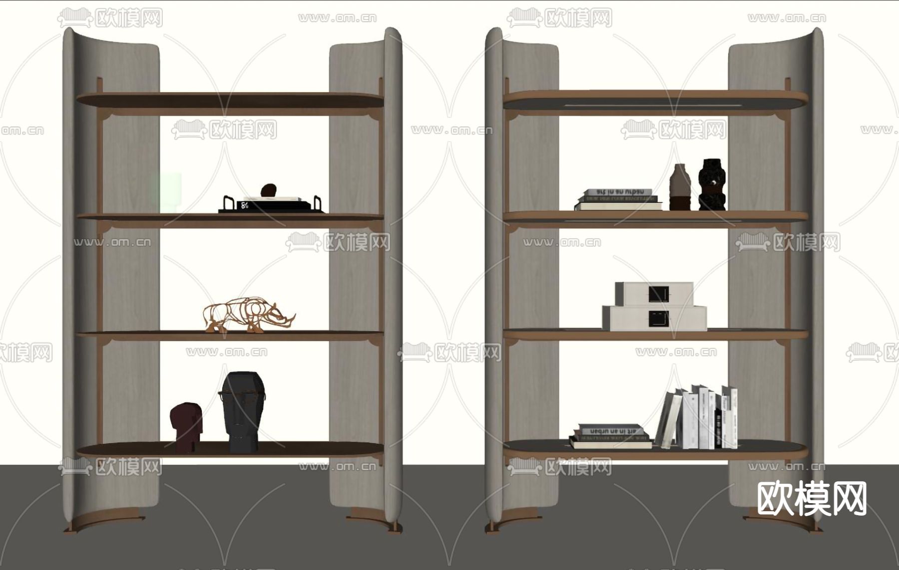 Minotti 现代书架装饰架su模型下载（渲染图2）