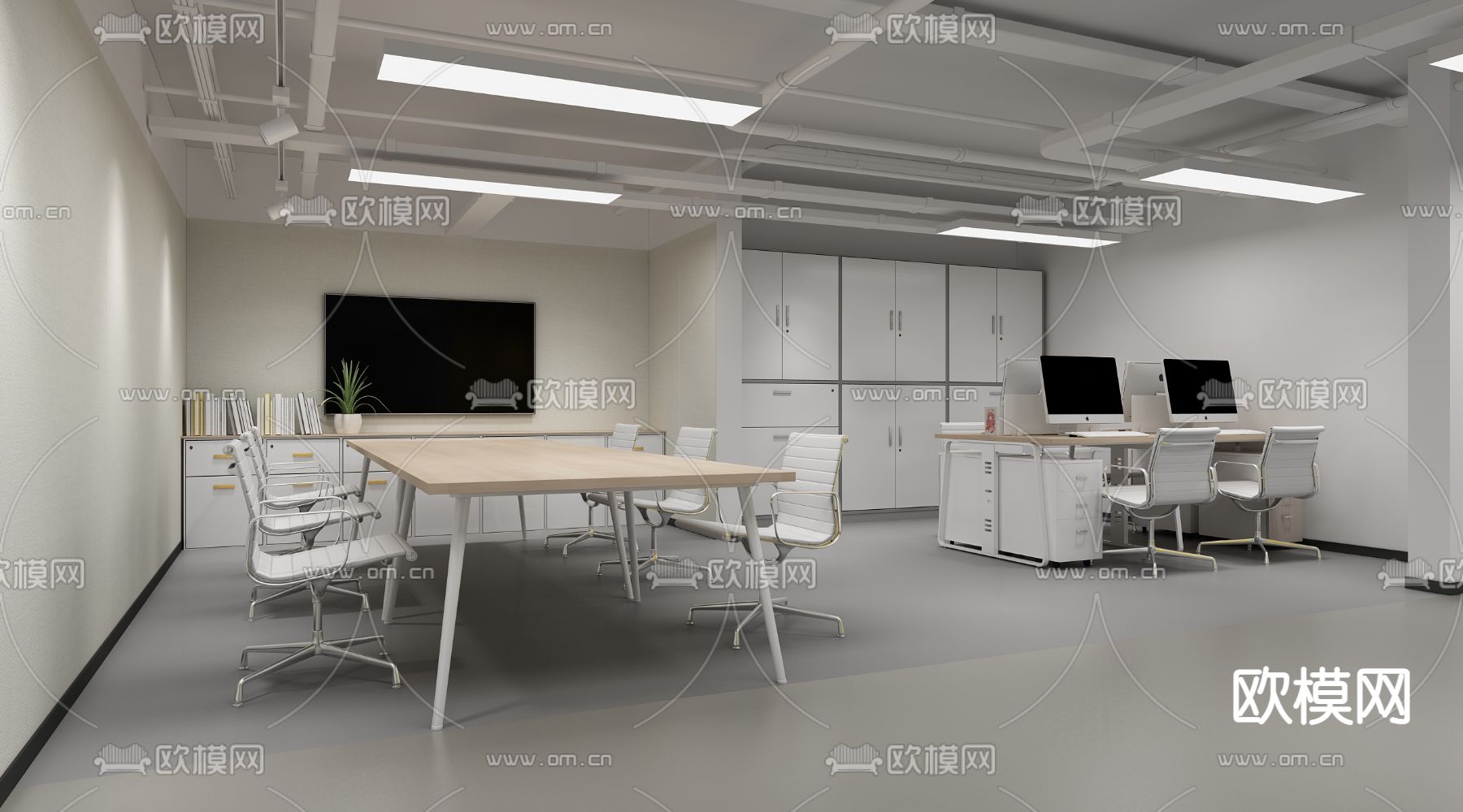 现代党群服务站3d模型下载（渲染图3）